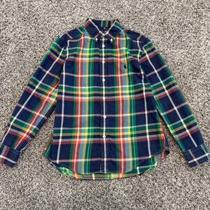 Ralph Lauren Long Sleeve Button Up Collared Plaid Shirt Boy's Size M (10-12)